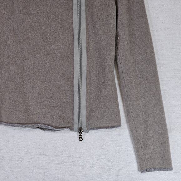 Maxine 100% Cashmere Women's Full Zip Wrap Sweater Heathered Brown Grey Small - Picture 4 of 8
